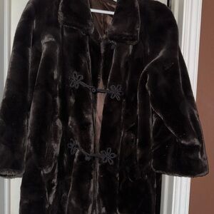 Elegant Brown Faux Fur Coat